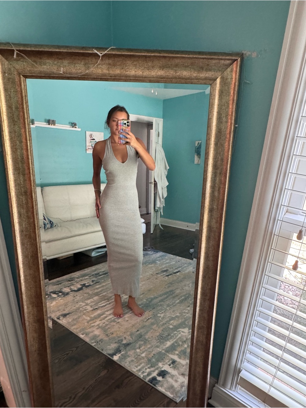 NWT boohoo Sleek Ribbed Tank Maxi Dress in Light Gray